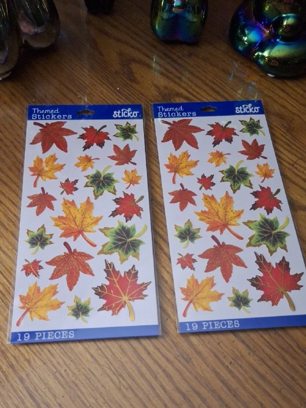 Fall Leaf Stickers - Assorted Red, Orange, Yellow Maple Leaves (2 New Packages)